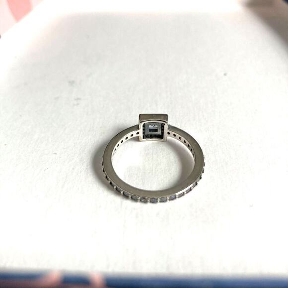 Size 9 Square CZ Sparkle Halo 925 Ring - Picture 6 of 9